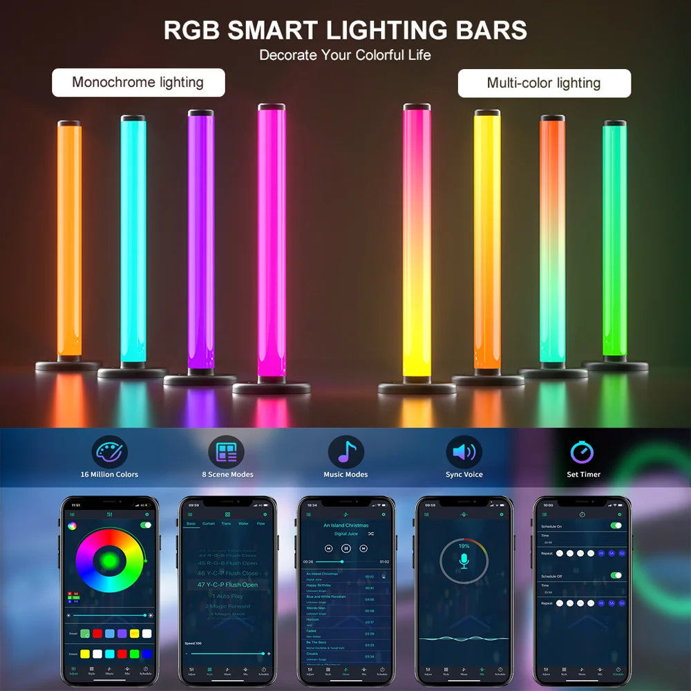 ✨ Smart LED Light Bar 360° RGB Ambient Lamp 🎮 TV Backlight & Music Sync