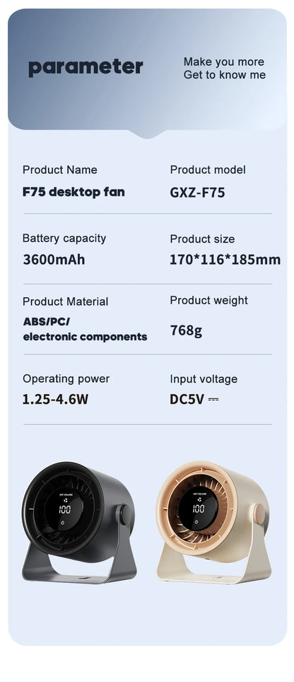 🌬️ Portable USB Fan 🔋 100 Speeds, Quiet & Adjustable for Home & Outdoor ✨