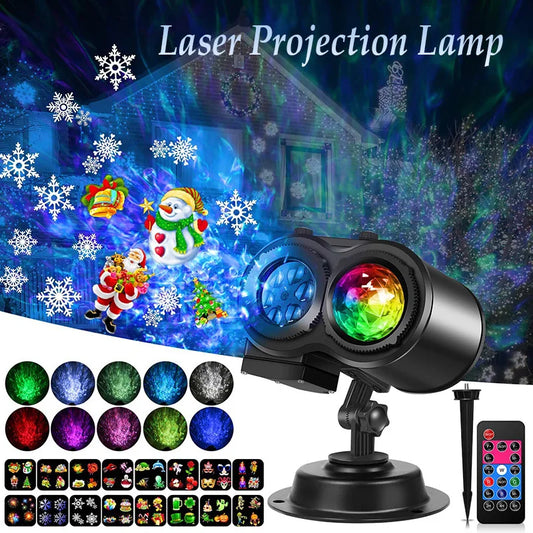 🎉 12-Card LED Laser Projector Light | 15W Waterproof Stage & Christmas Light