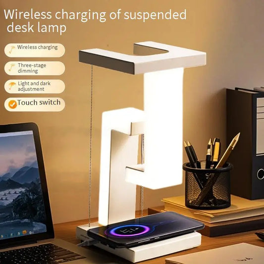 Tiki-Inspired Floating Lamp with Wireless Charging – Creative Bedside Light for Cozy Nights