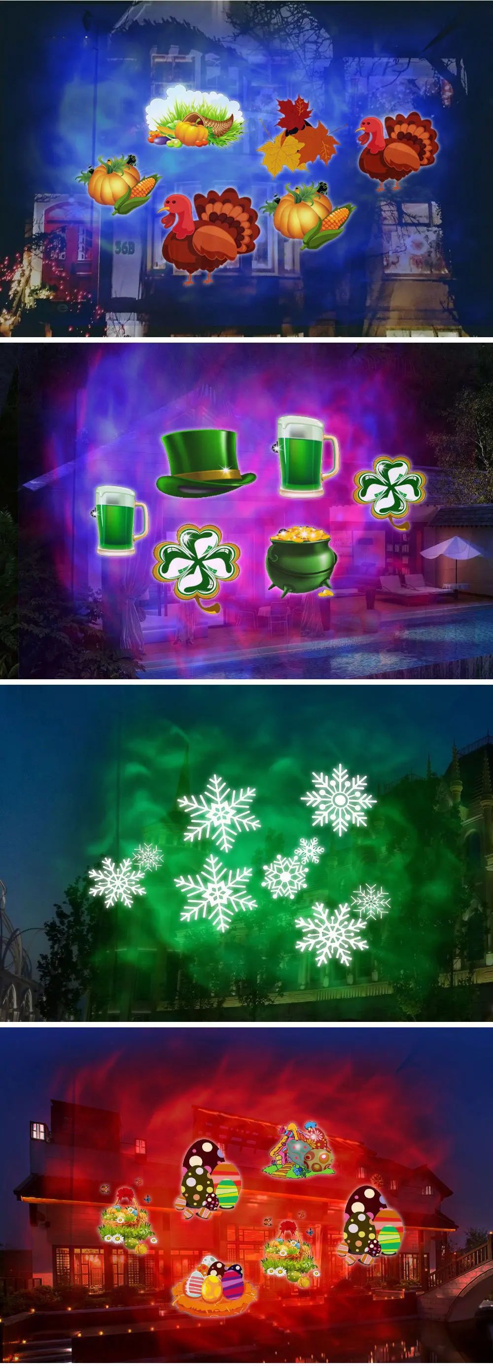 🎉 12-Card LED Laser Projector Light | 15W Waterproof Stage & Christmas Light