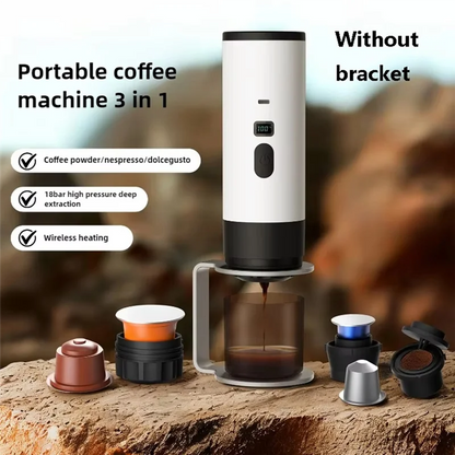 ☕ Portable Espresso Coffee Maker  Fast Brew System 🔋 Integrated Power Bank