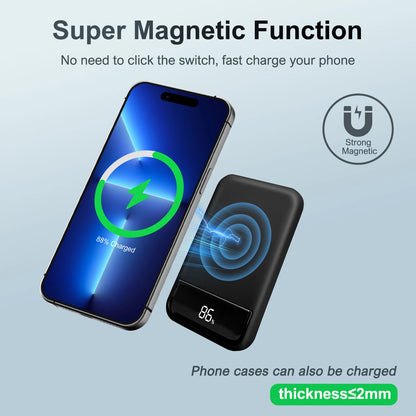 Magnetic Wireless Power Bank 10000mAh ⚡ PD 20W | LED Display for iPhone 16/15/14/13/12/Pro/Mini/Pro Max