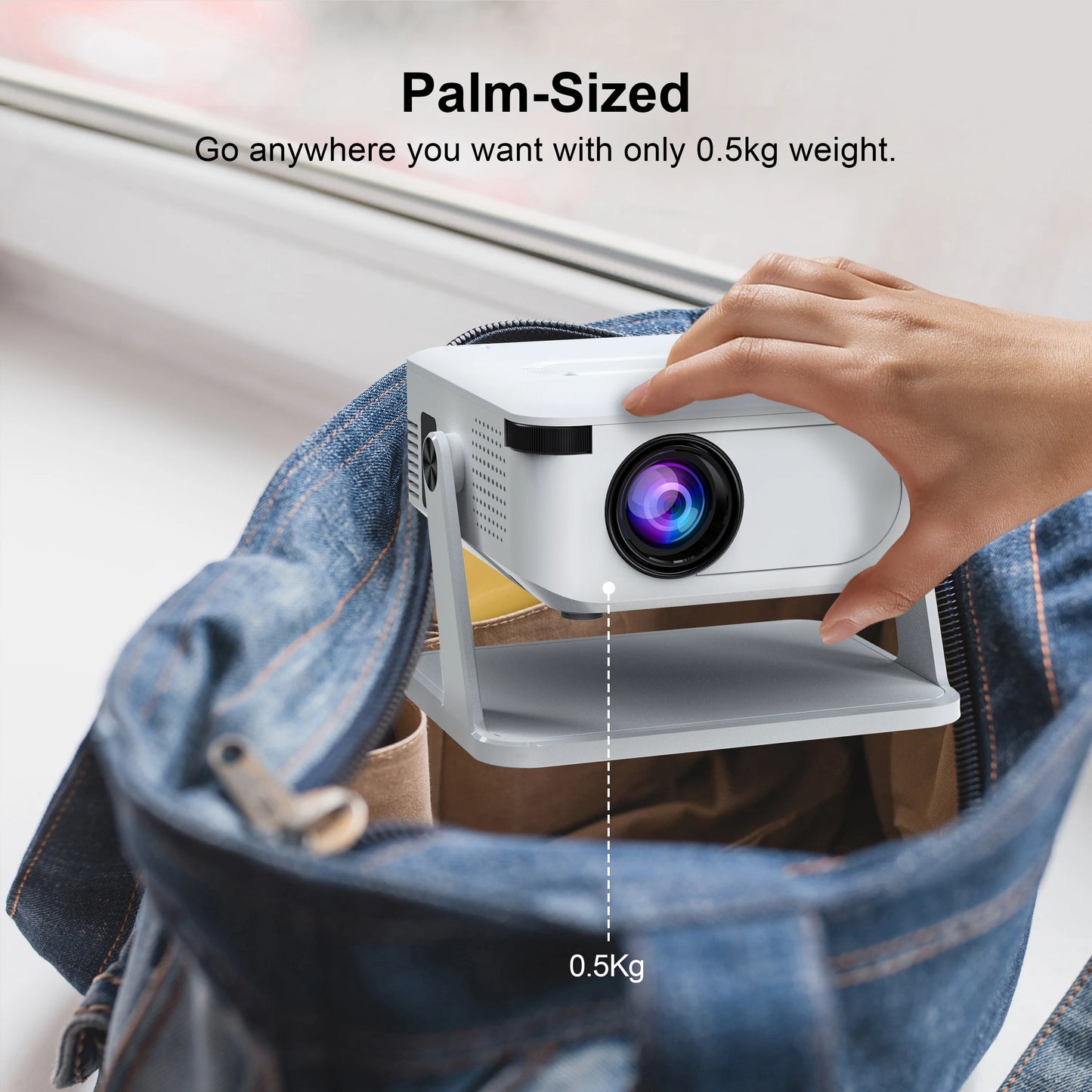 🌟 HD Smart Projector with Holder | Android Wireless Mini Projector for Home & Outdoor Use