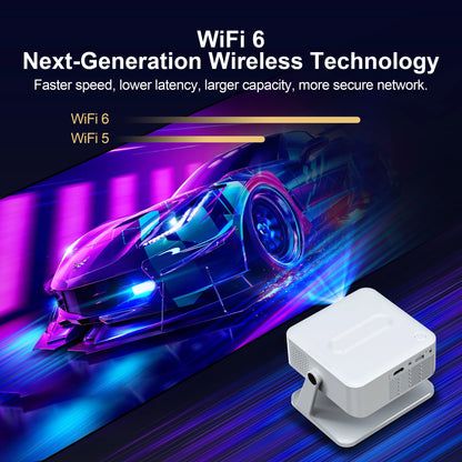 🌟 HD Smart Projector with Holder | Android Wireless Mini Projector for Home & Outdoor Use