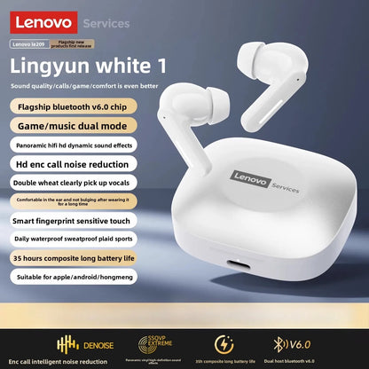 Lenovo LE209 Bluetooth 6.0 Earbuds 🎧 Hi-Fi Stereo | Noise-Cancelling TWS Headset