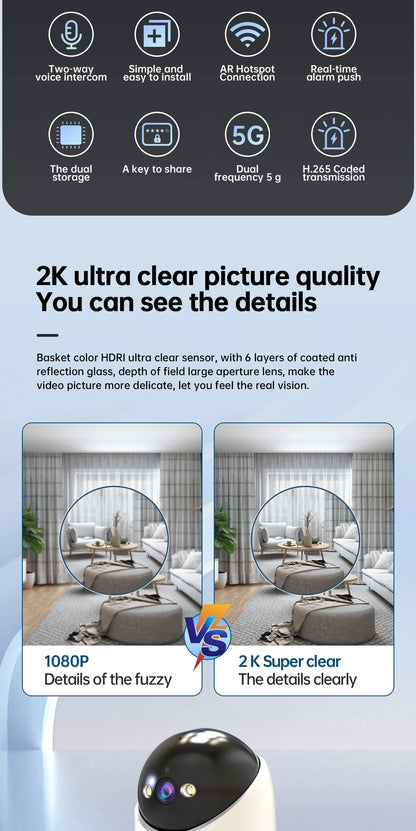 📡 Lenovo Smart 3MP PTZ WiFi Camera 🎥 Indoor CCTV | Motion Alerts, 5G, Night Vision