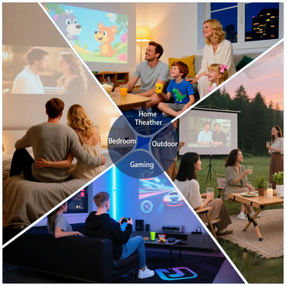 🌟 HD Smart Projector with Holder | Android Wireless Mini Projector for Home & Outdoor Use