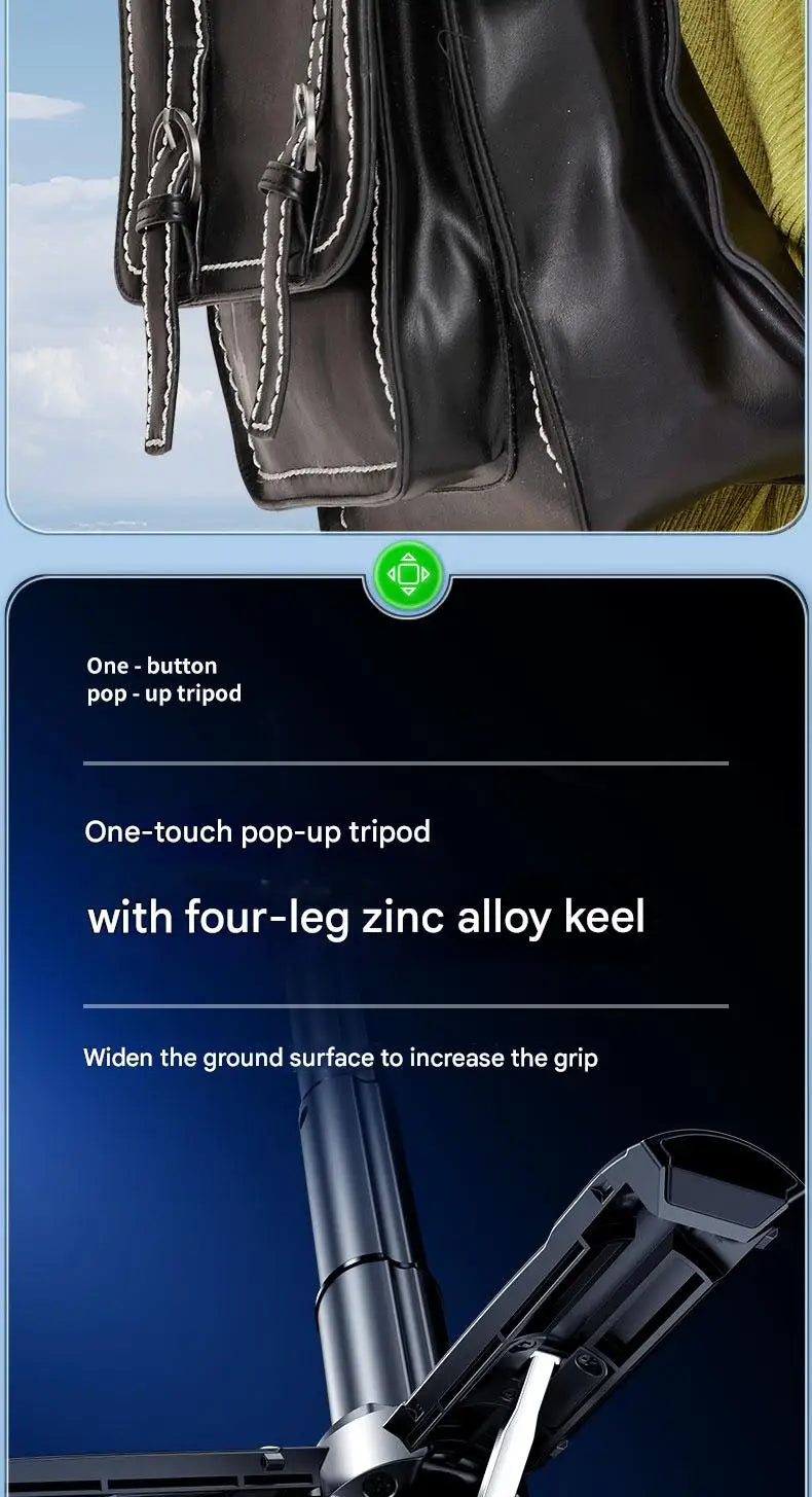 📱✨ Upgraded Foldable Magnetic Phone Holder & Selfie Stick | 360° Rotation Tripod with Remote