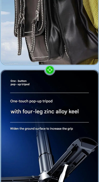 📱✨ Upgraded Foldable Magnetic Phone Holder & Selfie Stick | 360° Rotation Tripod with Remote