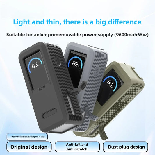 "Silicone Protective Case for Anker Prime 9600mAh 65W 🔋🛡️
