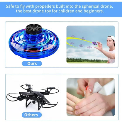 🛸 Flying Spinner UFO Mini Drone 🚀 | Hand Operated LED Toy for Kids & Adults