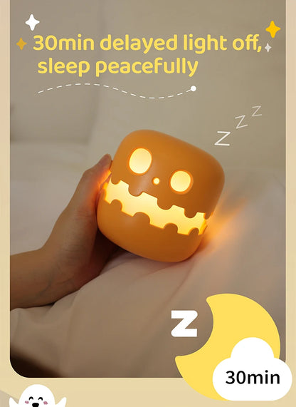 👻 Cute Ghost Night Light 💡 Rechargeable Halloween Cartoon Lamp | Kids Bedside Light & Room Décor