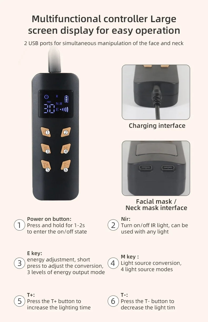 "LED Photon Therapy Infrared Mask – Skin Rejuvenation & Brightening Device ✨"