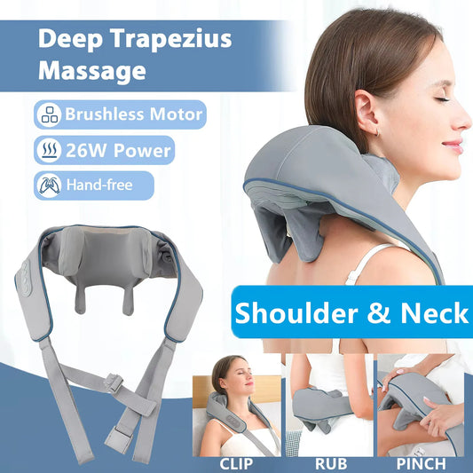 Neck & Shoulder Massager 💆‍♀️ | Wireless Kneading with Heat 🔥