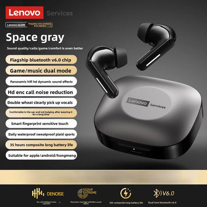 Lenovo LE209 Bluetooth 6.0 Earbuds 🎧 Hi-Fi Stereo | Noise-Cancelling TWS Headset