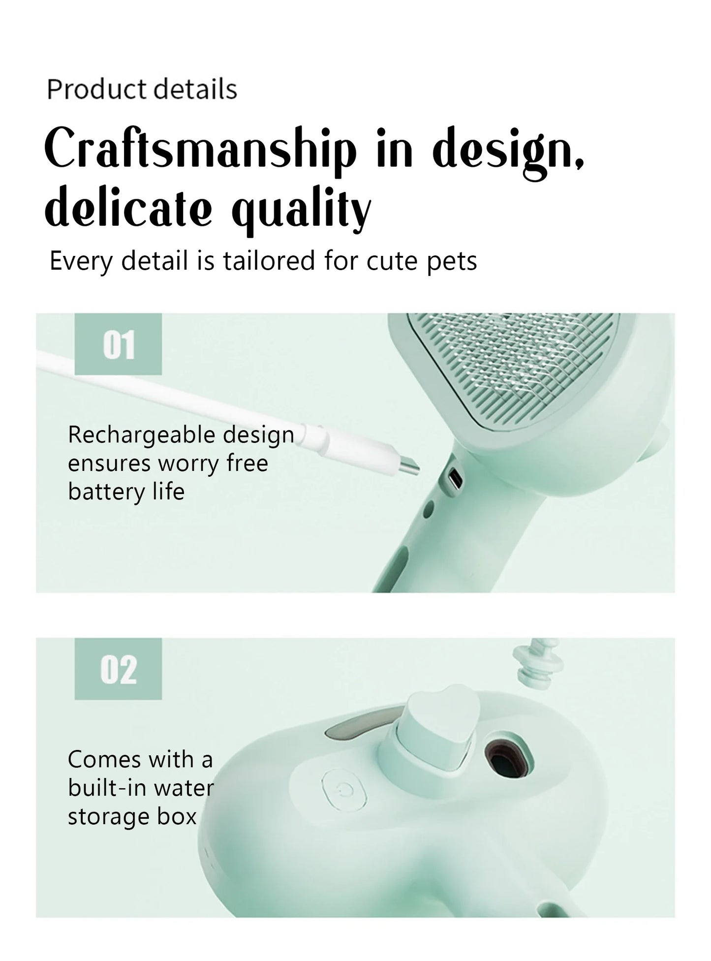 Pet Steam Spray Comb 🐾💦 – Grooming, Dematting & Massage Brush for Cats & Dogs