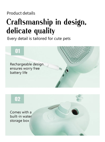 Pet Steam Spray Comb 🐾💦 – Grooming, Dematting & Massage Brush for Cats & Dogs