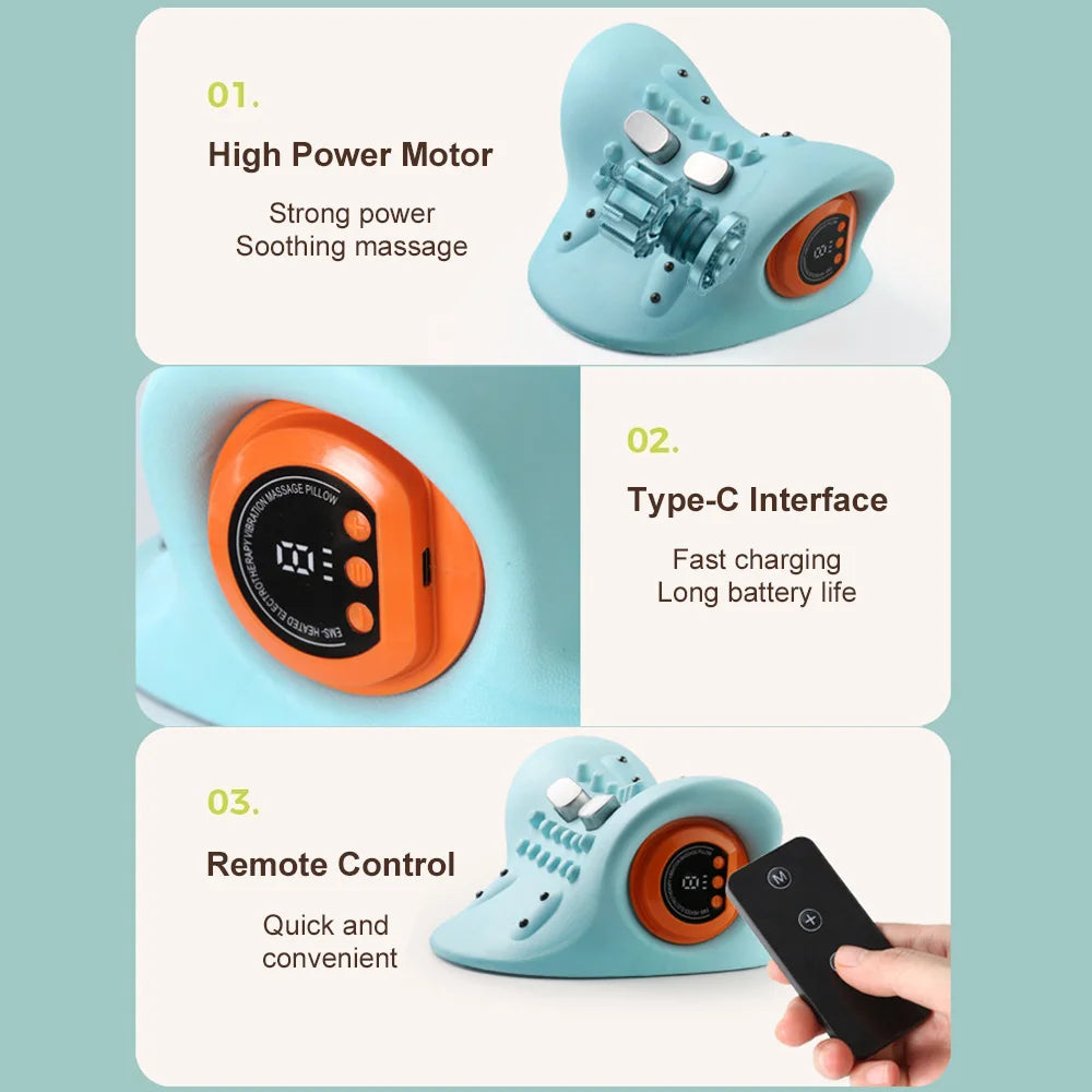 Therapy  💆‍♀️ Smart Cervical Traction & Heating Neck Massager Pillow