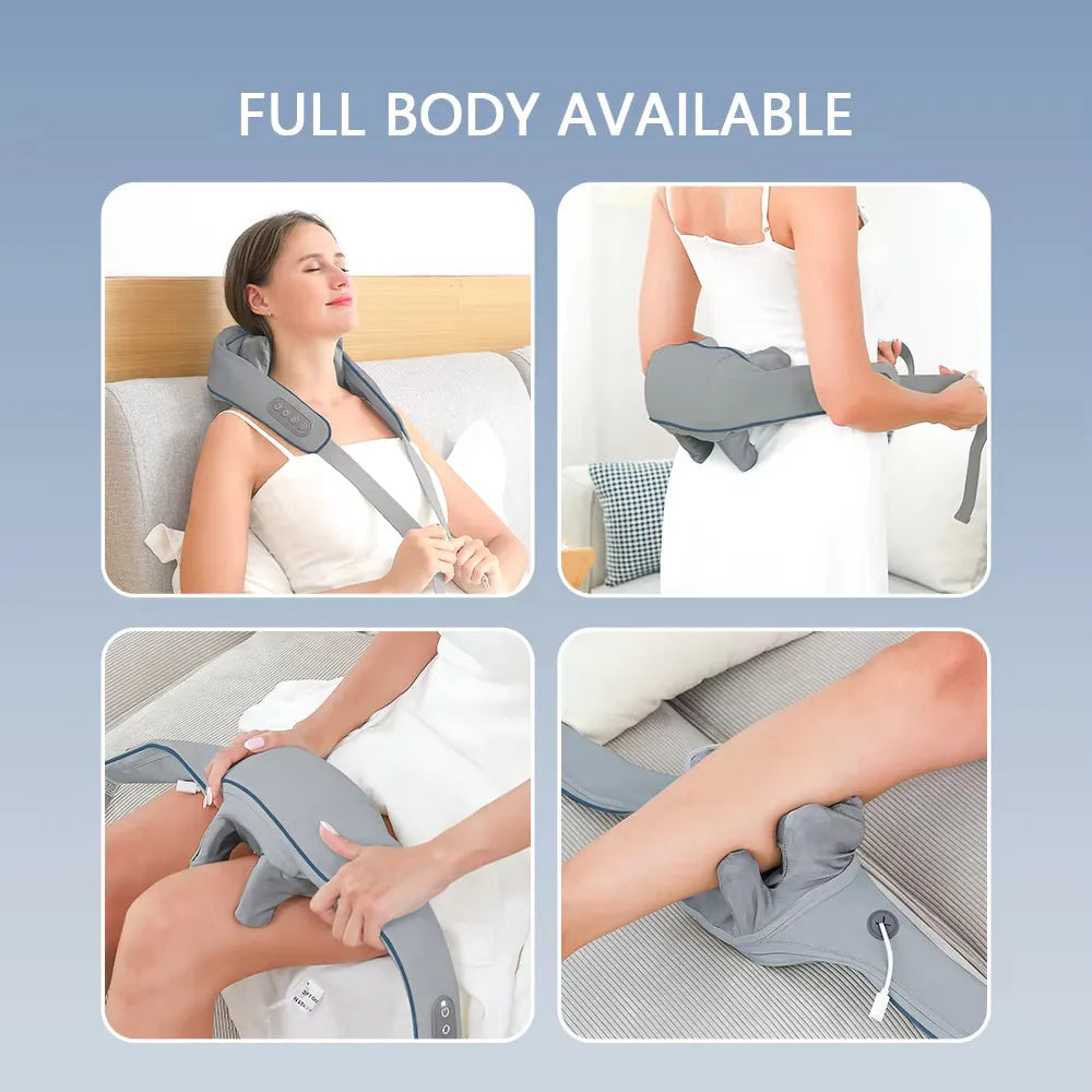 Neck & Shoulder Massager 💆‍♀️ | Wireless Kneading with Heat 🔥