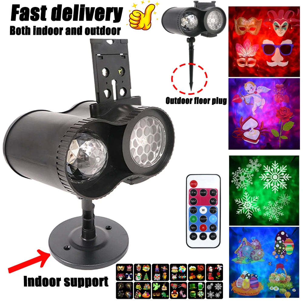 🎉 12-Card LED Laser Projector Light | 15W Waterproof Stage & Christmas Light