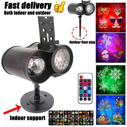 🎉 12-Card LED Laser Projector Light | 15W Waterproof Stage & Christmas Light