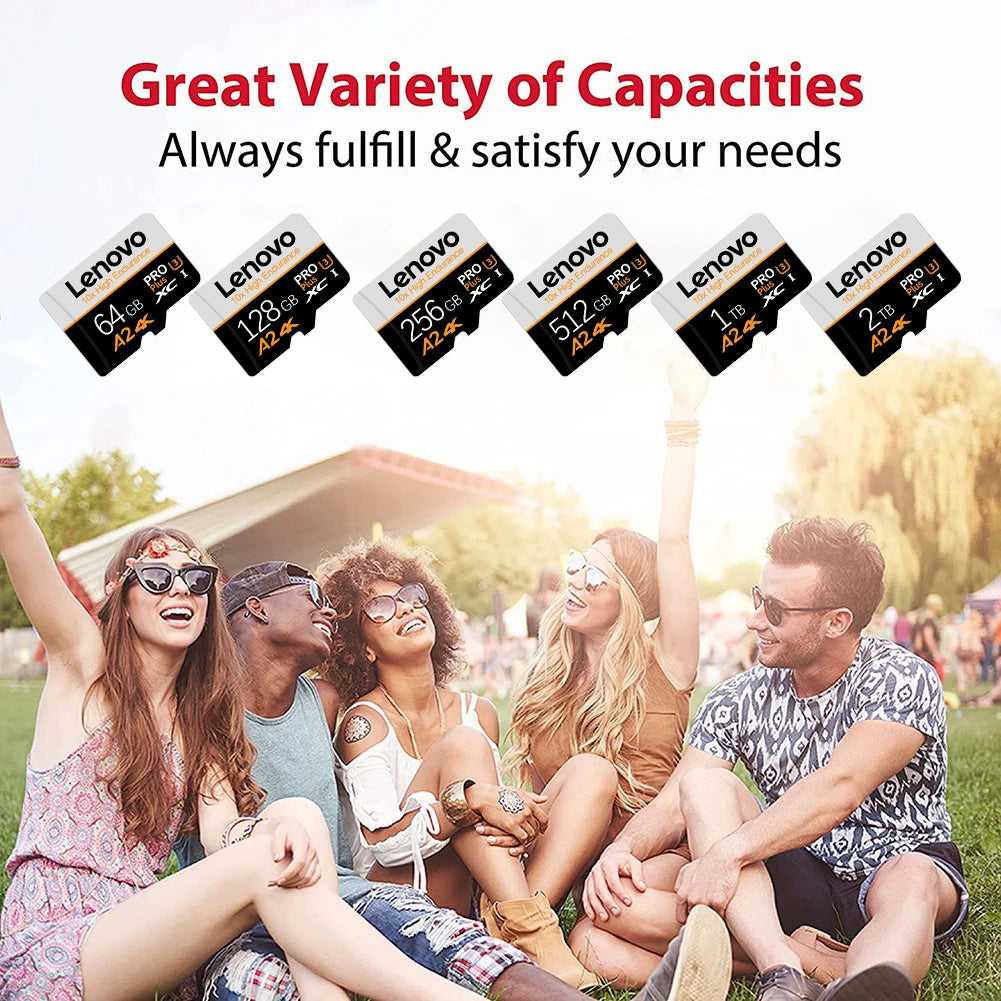 Lenovo Micro SD Card ⚡ | 2TB–128GB, Class 10 V60 A2 for Phone, Camera & Switch