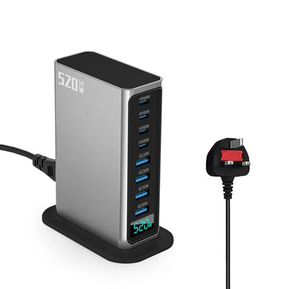 ⚡ 520W Gain 8-Port Desktop Charger | 100W USB-C PD & USB-A Fast Charging 🌍