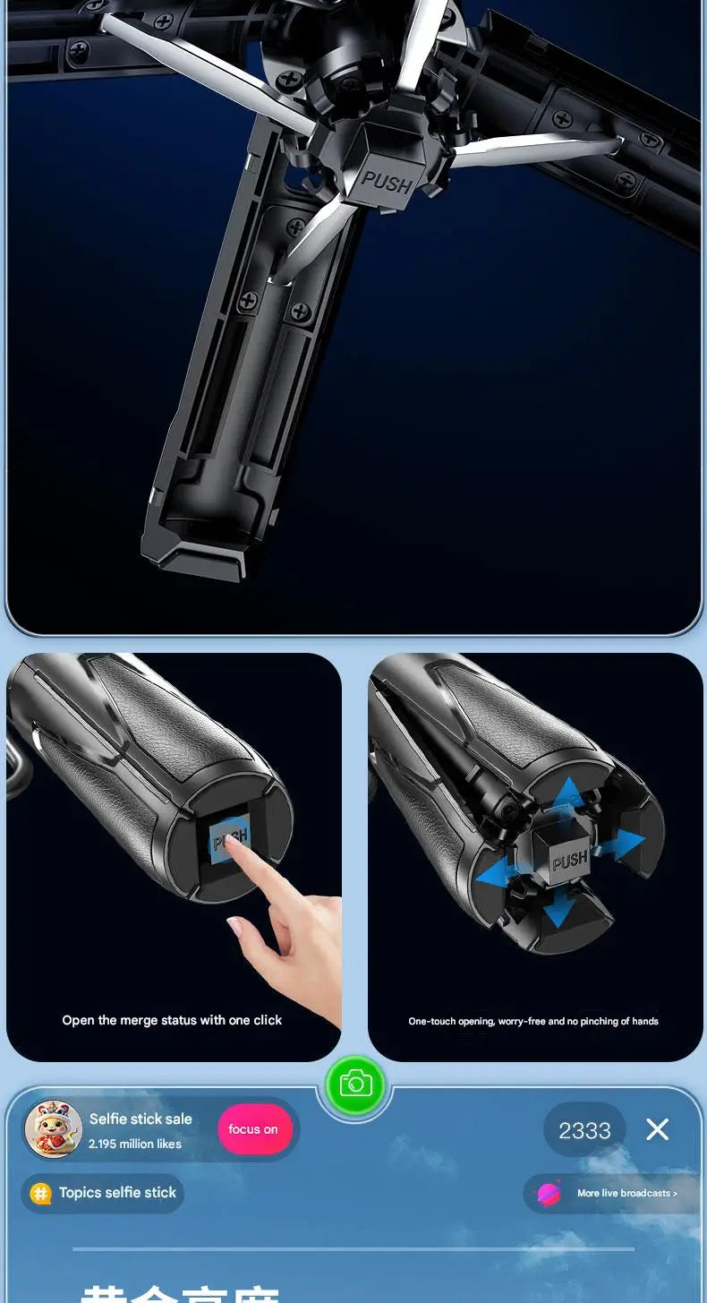 📱✨ Upgraded Foldable Magnetic Phone Holder & Selfie Stick | 360° Rotation Tripod with Remote