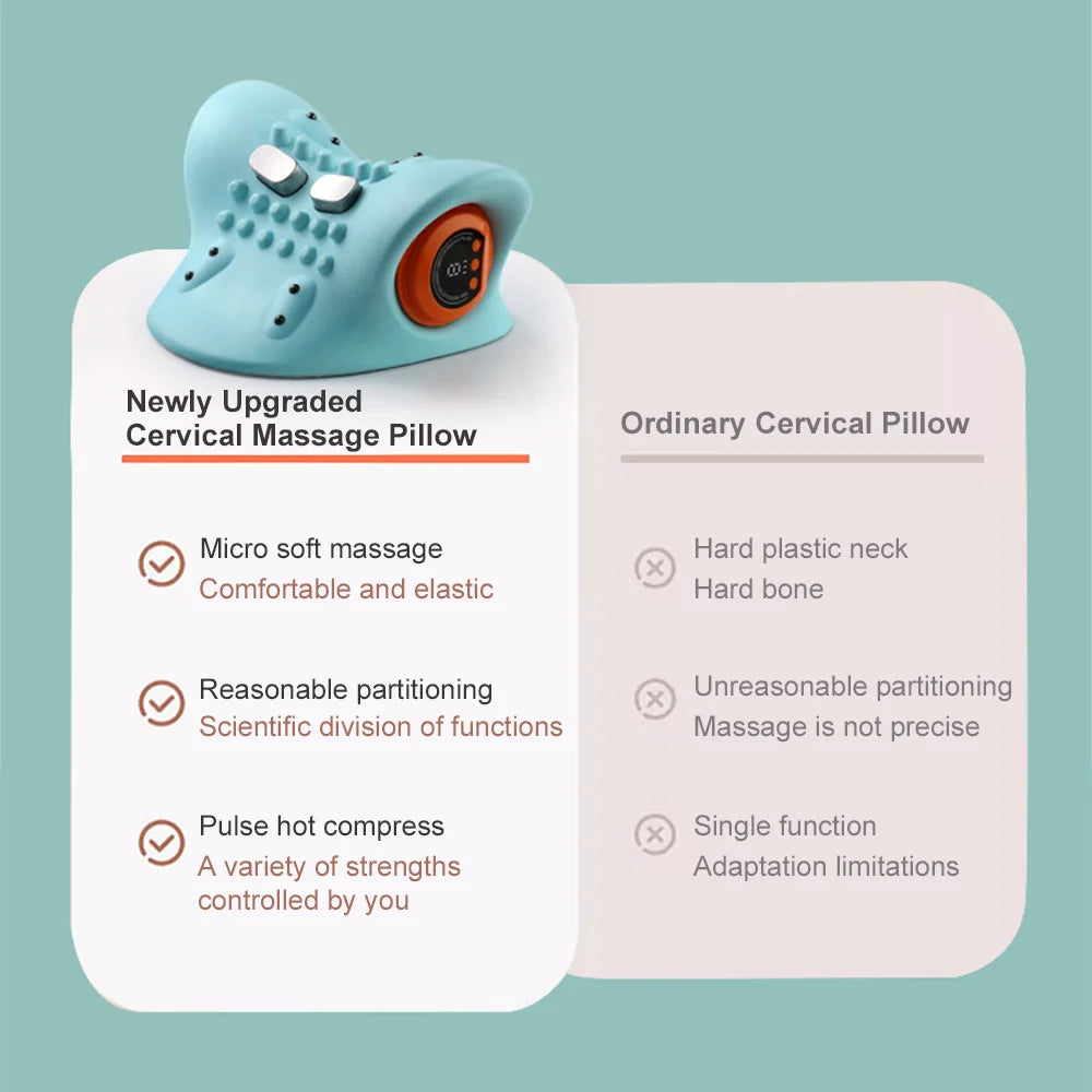 Therapy  💆‍♀️ Smart Cervical Traction & Heating Neck Massager Pillow