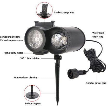 🎉 12-Card LED Laser Projector Light | 15W Waterproof Stage & Christmas Light