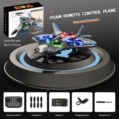 ⚡️4-Motor RC Foam Jet Fighter ✈️ | Gravity-Sensing, Stunt-Ready & Rechargeable