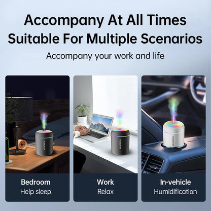 🌿 180ML Mini USB Air Humidifier & Aroma Diffuser | Ultrasonic Cool Mist Maker with LED Light for Home, Office & Car ✨