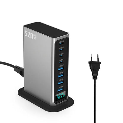 ⚡ 520W Gain 8-Port Desktop Charger | 100W USB-C PD & USB-A Fast Charging 🌍