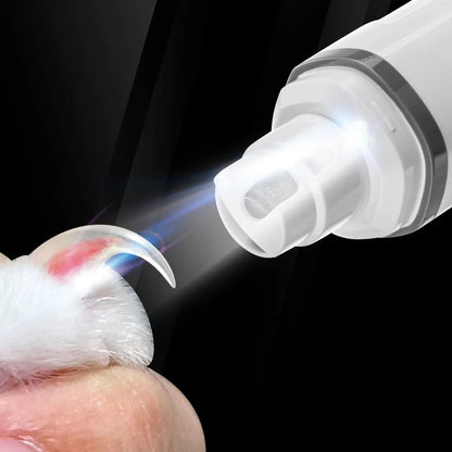 🐾 Electric Pet Nail Grinder – 💡 LED Light | 🔋 USB Rechargeable | 🐶🐱 Quiet & Safe Clipper
