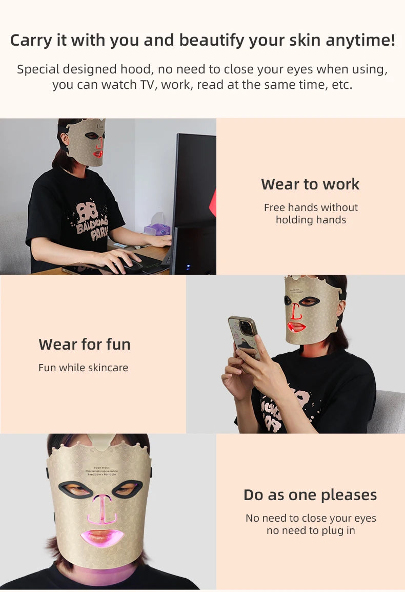 "LED Photon Therapy Infrared Mask – Skin Rejuvenation & Brightening Device ✨"