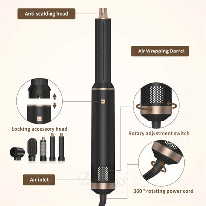 🔥 5-in-1 Multifunction Hair Styler – Hot Air Brush & Dryer 🌟💨