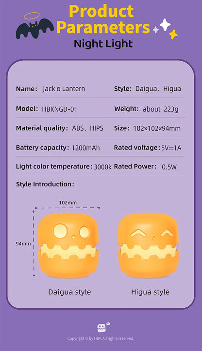 👻 Cute Ghost Night Light 💡 Rechargeable Halloween Cartoon Lamp | Kids Bedside Light & Room Décor