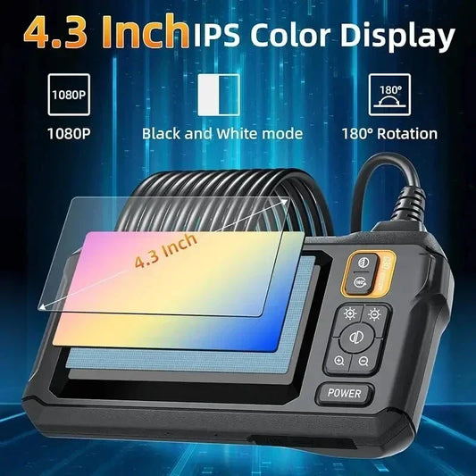 🔍 Industrial Endoscope Camera 8mm 📱 4.3" IPS | 1080P HD Pipe Camera 🚗