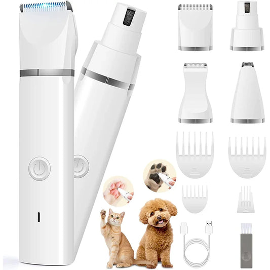 🐶🐱 Pet Grooming Kit  Low Noise Clippers Rechargeable  Nail Grinder