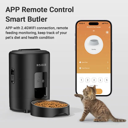 🐶🐱 ROJECO Smart Pet Feeder – 📱 Wi-Fi Remote | 🍽️ Automatic Dog & Cat Dispenser