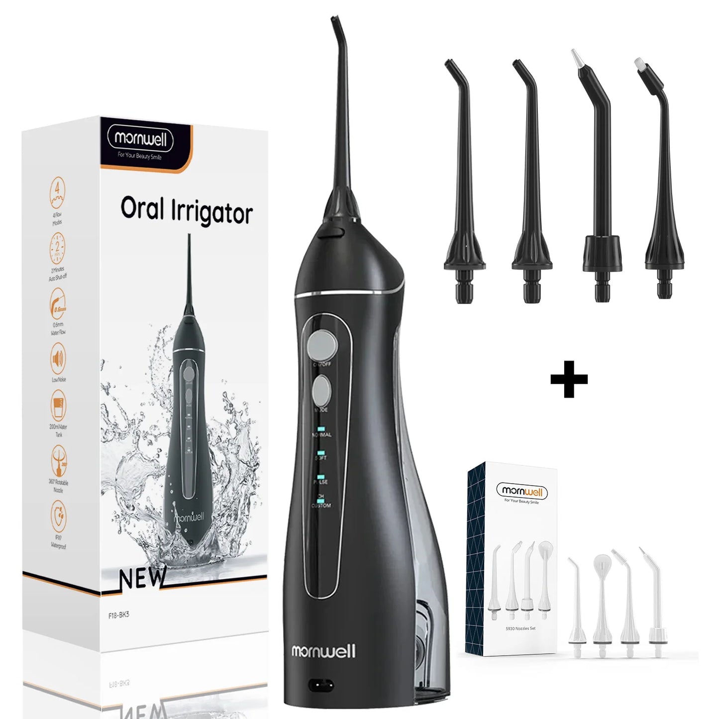 Marnell F18 Portable Water Flosser 💧 USB Rechargeable | 4 Nozzles & 200ml Tank