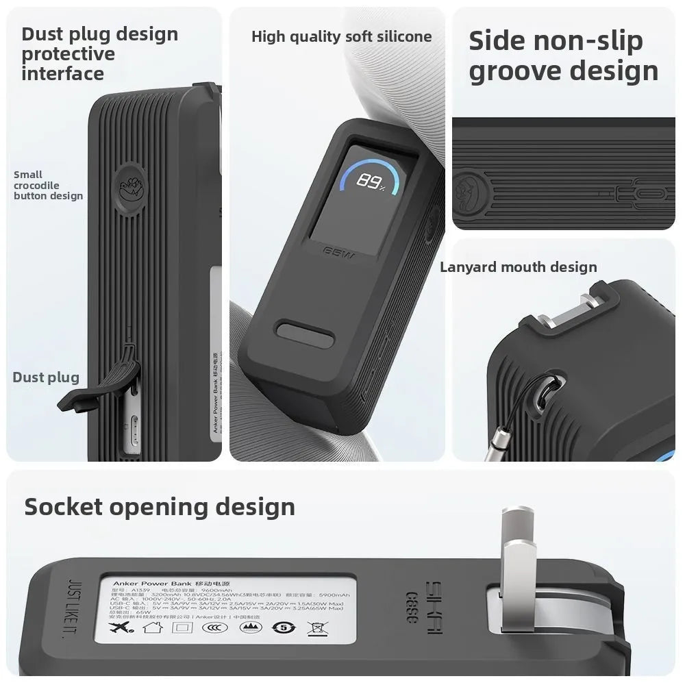 "Silicone Protective Case for Anker Prime 9600mAh 65W 🔋🛡️