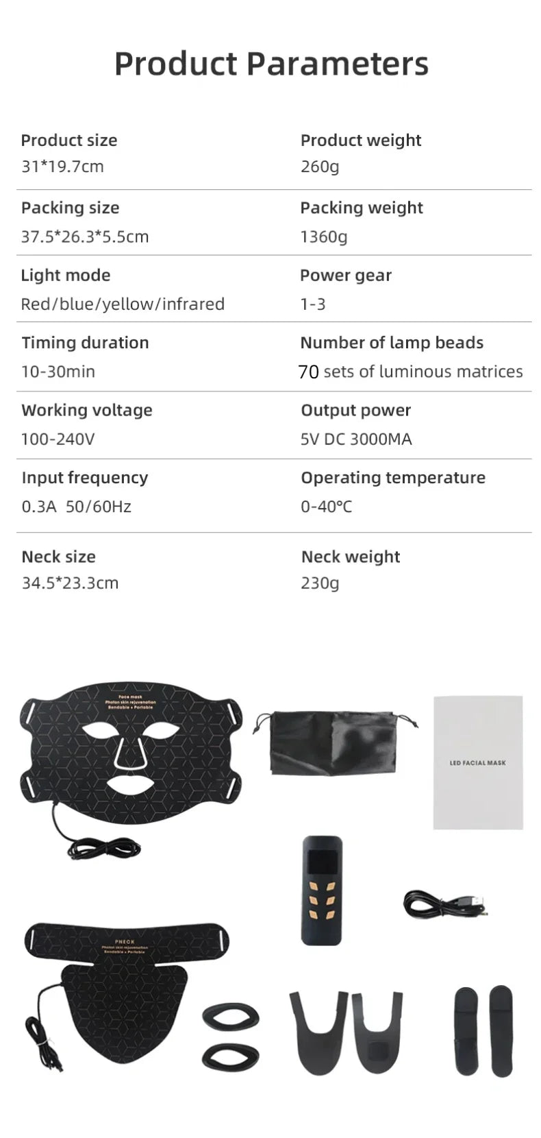 "LED Photon Therapy Infrared Mask – Skin Rejuvenation & Brightening Device ✨"