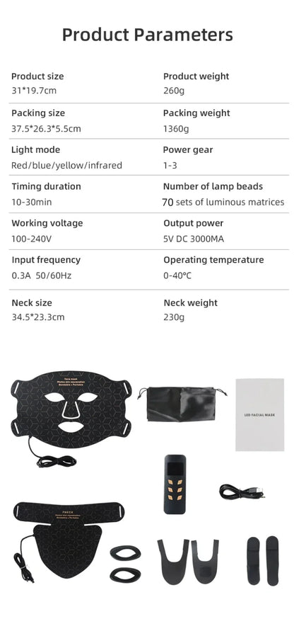 "LED Photon Therapy Infrared Mask – Skin Rejuvenation & Brightening Device ✨"