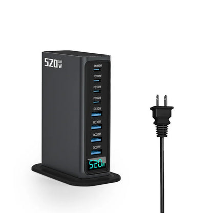 ⚡ 520W Gain 8-Port Desktop Charger | 100W USB-C PD & USB-A Fast Charging 🌍