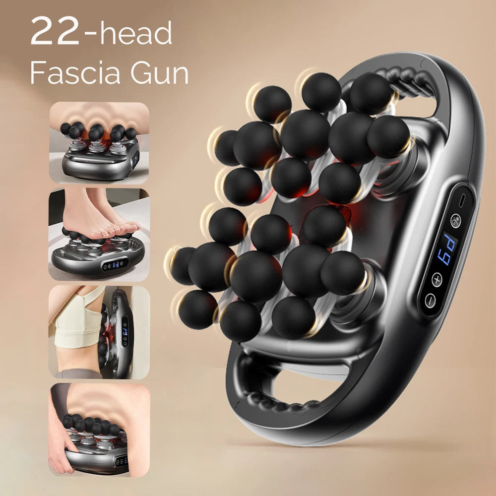 💪 22-Head Fascia Massage Gun | Deep Tissue Massager for Pain Relief ⚡