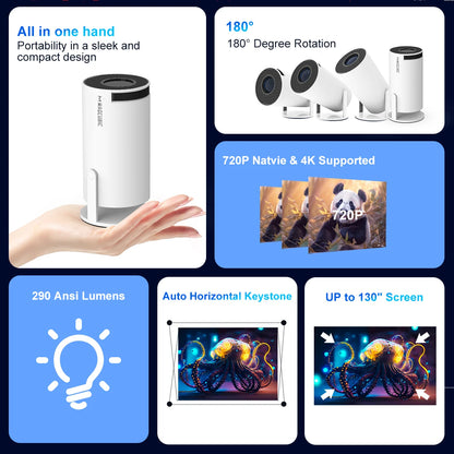 Magcubic Android 11 Projector 🔥 | 1280×720P, 4K Decode, Dual WiFi, 290ANSI, BT 5.0