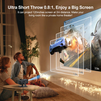 🌟 HD Smart Projector with Holder | Android Wireless Mini Projector for Home & Outdoor Use
