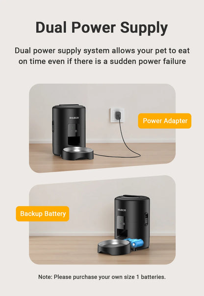 🐶🐱 ROJECO Smart Pet Feeder – 📱 Wi-Fi Remote | 🍽️ Automatic Dog & Cat Dispenser